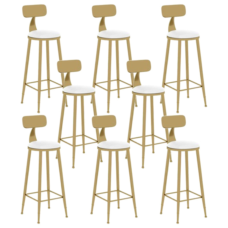 Glam Leather and Metal Counter Stool Round Low Back Bar Stool for Coffee Shop White 8 Piece Set Clearhalo 'Bar Furniture' 'Bar Stools' 'bar_stools' 'furn' 'furn_bar_stools' 'Furniture' 'furniture_bar_stools' 'Kitchen & Dining Furniture' 5062244
