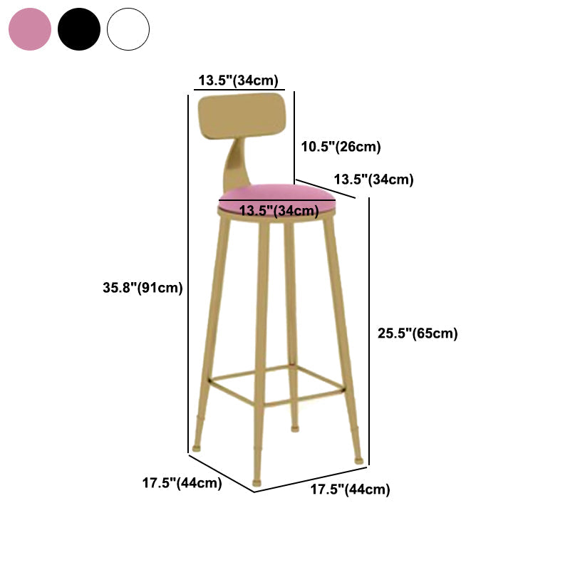 Glam Leather and Metal Counter Stool Round Low Back Bar Stool for Coffee Shop Clearhalo 'Bar Furniture' 'Bar Stools' 'bar_stools' 'furn' 'furn_bar_stools' 'Furniture' 'furniture_bar_stools' 'Kitchen & Dining Furniture' 5062245