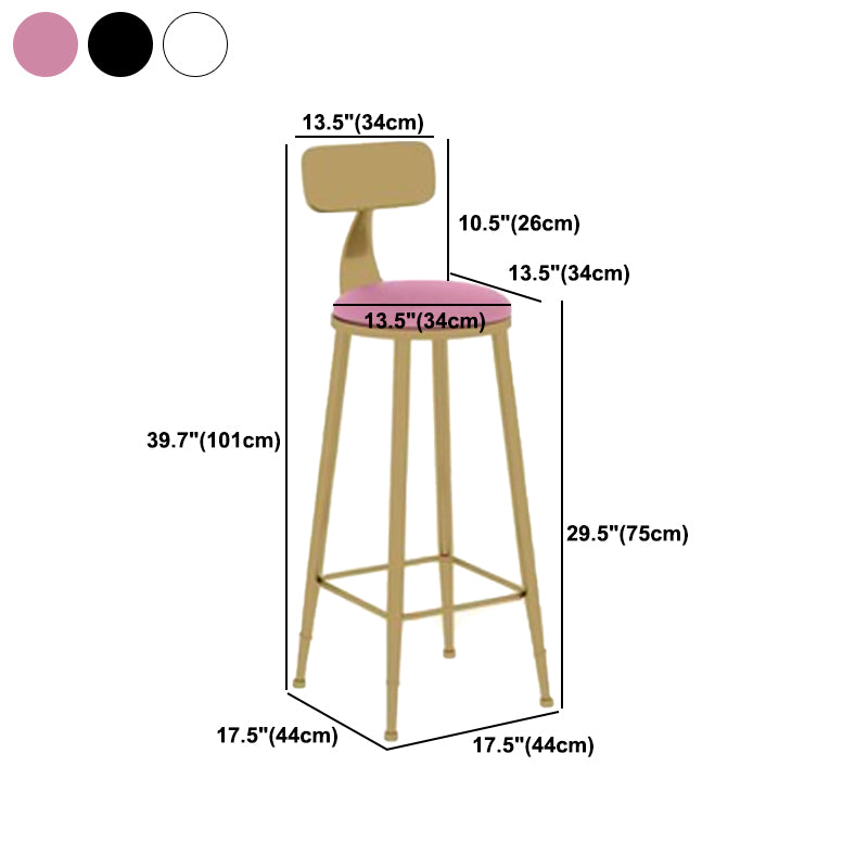 Glam Leather and Metal Counter Stool Round Low Back Bar Stool for Coffee Shop Clearhalo 'Bar Furniture' 'Bar Stools' 'bar_stools' 'furn' 'furn_bar_stools' 'Furniture' 'furniture_bar_stools' 'Kitchen & Dining Furniture' 5062246