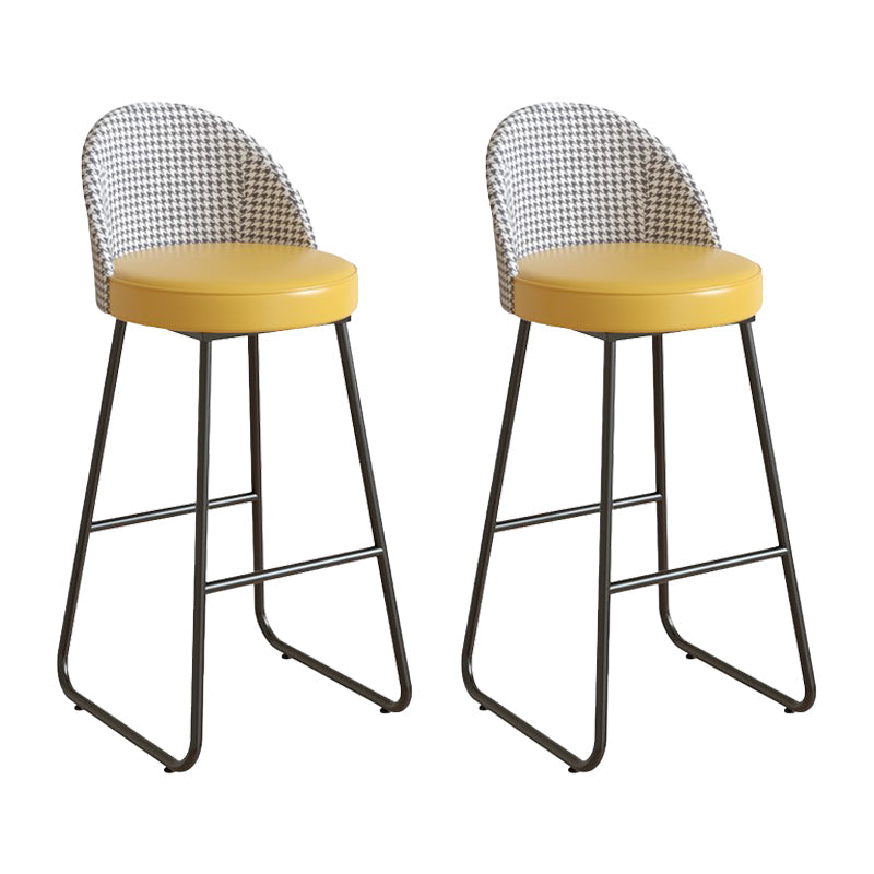 Leather Counter Stool Bucket Modern Footrest Counter & Bar Stool for Coffee Shop Yellow 2 Piece Set Clearhalo 'Bar Furniture' 'Bar Stools' 'bar_stools' 'furn' 'furn_bar_stools' 'Furniture' 'furniture_bar_stools' 'Kitchen & Dining Furniture' 5062248