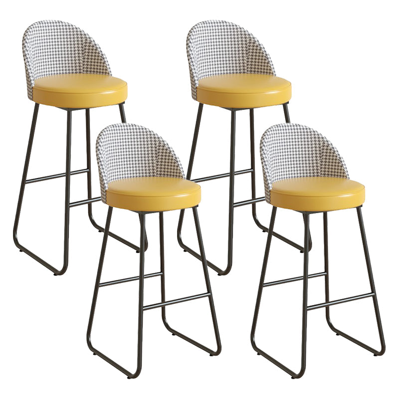 Leather Counter Stool Bucket Modern Footrest Counter & Bar Stool for Coffee Shop Yellow 4 Piece Set Clearhalo 'Bar Furniture' 'Bar Stools' 'bar_stools' 'furn' 'furn_bar_stools' 'Furniture' 'furniture_bar_stools' 'Kitchen & Dining Furniture' 5062250
