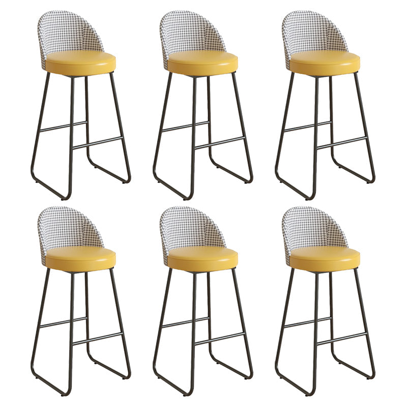 Leather Counter Stool Bucket Modern Footrest Counter & Bar Stool for Coffee Shop Yellow 6 Piece Set Clearhalo 'Bar Furniture' 'Bar Stools' 'bar_stools' 'furn' 'furn_bar_stools' 'Furniture' 'furniture_bar_stools' 'Kitchen & Dining Furniture' 5062251