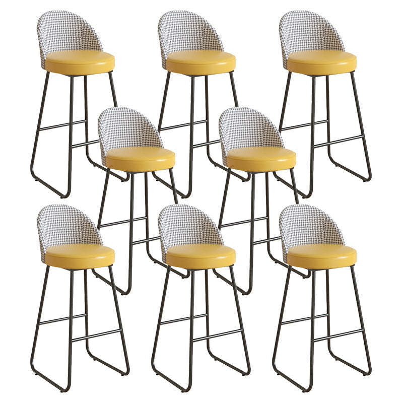 Leather Counter Stool Bucket Modern Footrest Counter & Bar Stool for Coffee Shop Yellow 8 Piece Set Clearhalo 'Bar Furniture' 'Bar Stools' 'bar_stools' 'furn' 'furn_bar_stools' 'Furniture' 'furniture_bar_stools' 'Kitchen & Dining Furniture' 5062254