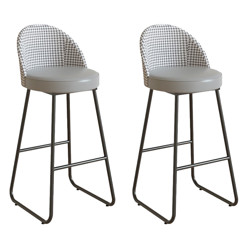 Leather Counter Stool Bucket Modern Footrest Counter & Bar Stool for Coffee Shop Grey 2 Piece Set Clearhalo 'Bar Furniture' 'Bar Stools' 'bar_stools' 'furn' 'furn_bar_stools' 'Furniture' 'furniture_bar_stools' 'Kitchen & Dining Furniture' 5062255