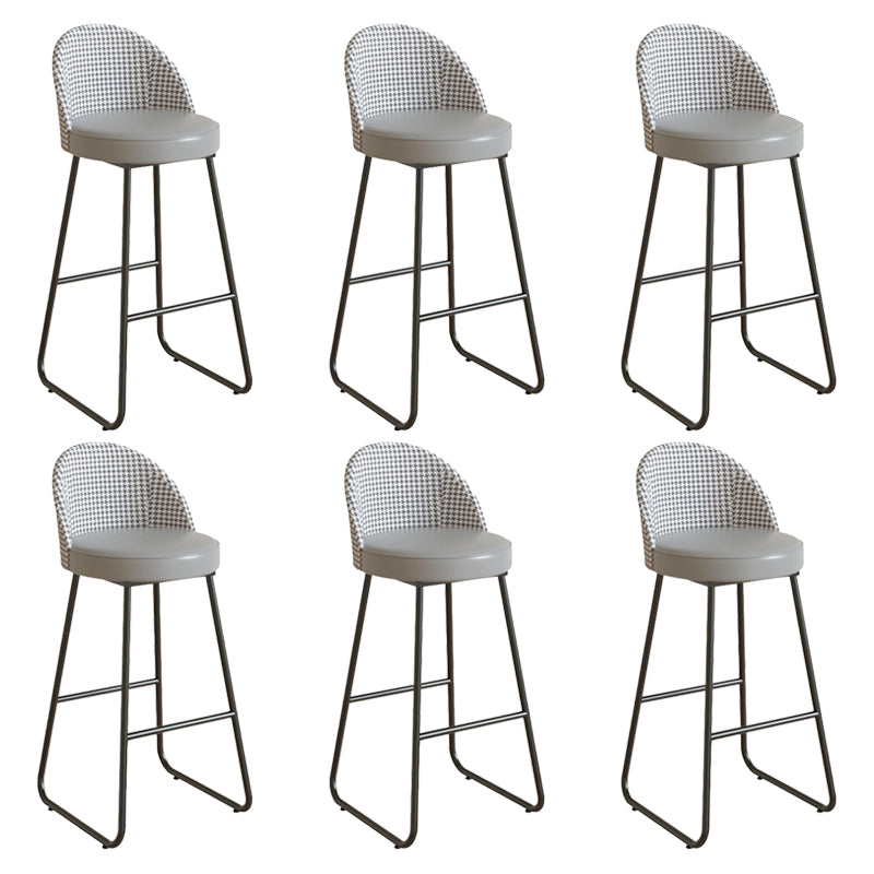 Leather Counter Stool Bucket Modern Footrest Counter & Bar Stool for Coffee Shop Grey 6 Piece Set Clearhalo 'Bar Furniture' 'Bar Stools' 'bar_stools' 'furn' 'furn_bar_stools' 'Furniture' 'furniture_bar_stools' 'Kitchen & Dining Furniture' 5062260