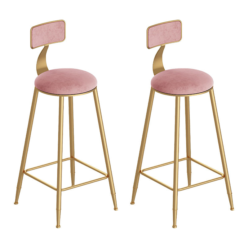 Scandinavian Footrest Counter Chair Low Back Round Upholstered Counter-height Stool Pink 2 Piece Set Clearhalo 'Bar Furniture' 'Bar Stools' 'bar_stools' 'furn' 'furn_bar_stools' 'Furniture' 'furniture_bar_stools' 'Kitchen & Dining Furniture' 5062276