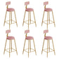 Scandinavian Footrest Counter Chair Low Back Round Upholstered Counter-height Stool Pink 6 Piece Set Clearhalo 'Bar Furniture' 'Bar Stools' 'bar_stools' 'furn' 'furn_bar_stools' 'Furniture' 'furniture_bar_stools' 'Kitchen & Dining Furniture' 5062279