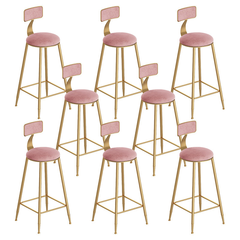 Scandinavian Footrest Counter Chair Low Back Round Upholstered Counter-height Stool Pink 8 Piece Set Clearhalo 'Bar Furniture' 'Bar Stools' 'bar_stools' 'furn' 'furn_bar_stools' 'Furniture' 'furniture_bar_stools' 'Kitchen & Dining Furniture' 5062282