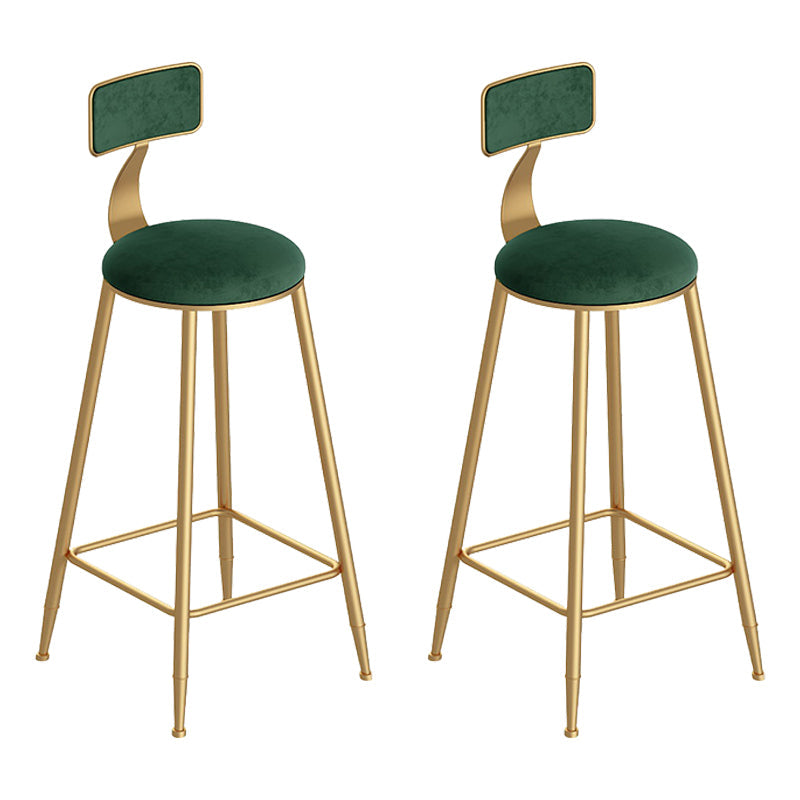 Scandinavian Footrest Counter Chair Low Back Round Upholstered Counter-height Stool Green 2 Piece Set Clearhalo 'Bar Furniture' 'Bar Stools' 'bar_stools' 'furn' 'furn_bar_stools' 'Furniture' 'furniture_bar_stools' 'Kitchen & Dining Furniture' 5062283