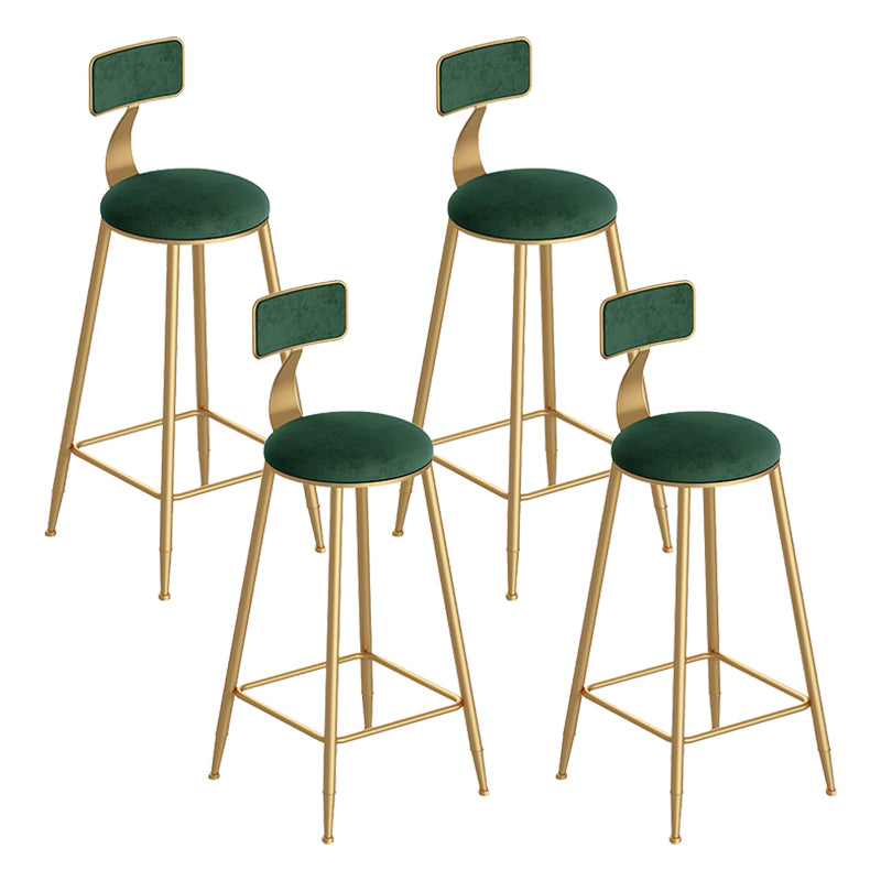 Scandinavian Footrest Counter Chair Low Back Round Upholstered Counter-height Stool Green 4 Piece Set Clearhalo 'Bar Furniture' 'Bar Stools' 'bar_stools' 'furn' 'furn_bar_stools' 'Furniture' 'furniture_bar_stools' 'Kitchen & Dining Furniture' 5062286