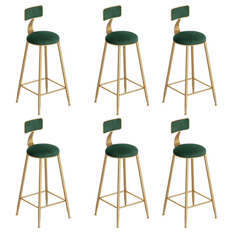 Scandinavian Footrest Counter Chair Low Back Round Upholstered Counter-height Stool Green 6 Piece Set Clearhalo 'Bar Furniture' 'Bar Stools' 'bar_stools' 'furn' 'furn_bar_stools' 'Furniture' 'furniture_bar_stools' 'Kitchen & Dining Furniture' 5062288