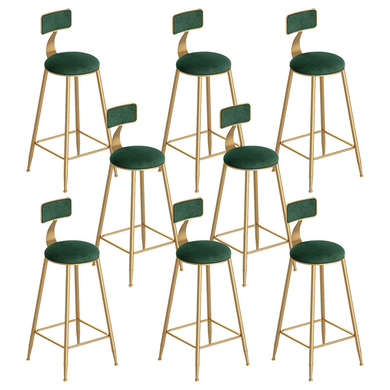 Scandinavian Footrest Counter Chair Low Back Round Upholstered Counter-height Stool Green 8 Piece Set Clearhalo 'Bar Furniture' 'Bar Stools' 'bar_stools' 'furn' 'furn_bar_stools' 'Furniture' 'furniture_bar_stools' 'Kitchen & Dining Furniture' 5062289