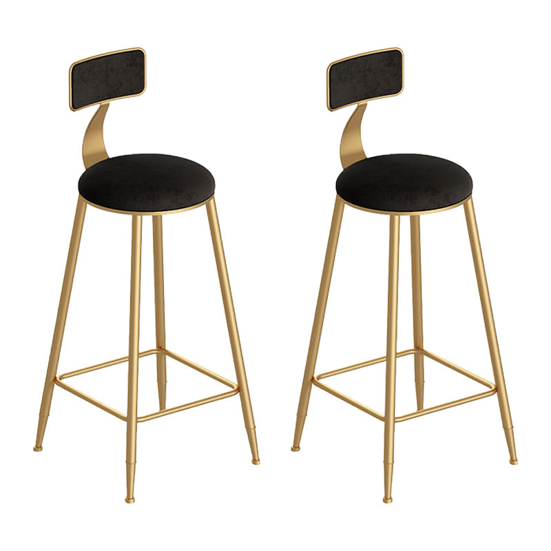 Scandinavian Footrest Counter Chair Low Back Round Upholstered Counter-height Stool Black 2 Piece Set Clearhalo 'Bar Furniture' 'Bar Stools' 'bar_stools' 'furn' 'furn_bar_stools' 'Furniture' 'furniture_bar_stools' 'Kitchen & Dining Furniture' 5062291