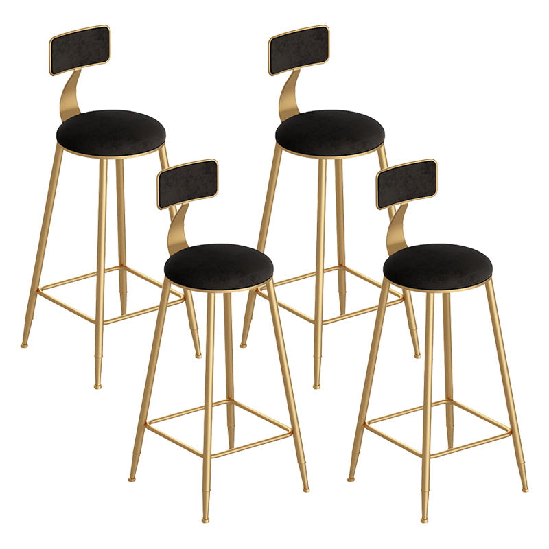 Scandinavian Footrest Counter Chair Low Back Round Upholstered Counter-height Stool Black 4 Piece Set Clearhalo 'Bar Furniture' 'Bar Stools' 'bar_stools' 'furn' 'furn_bar_stools' 'Furniture' 'furniture_bar_stools' 'Kitchen & Dining Furniture' 5062292