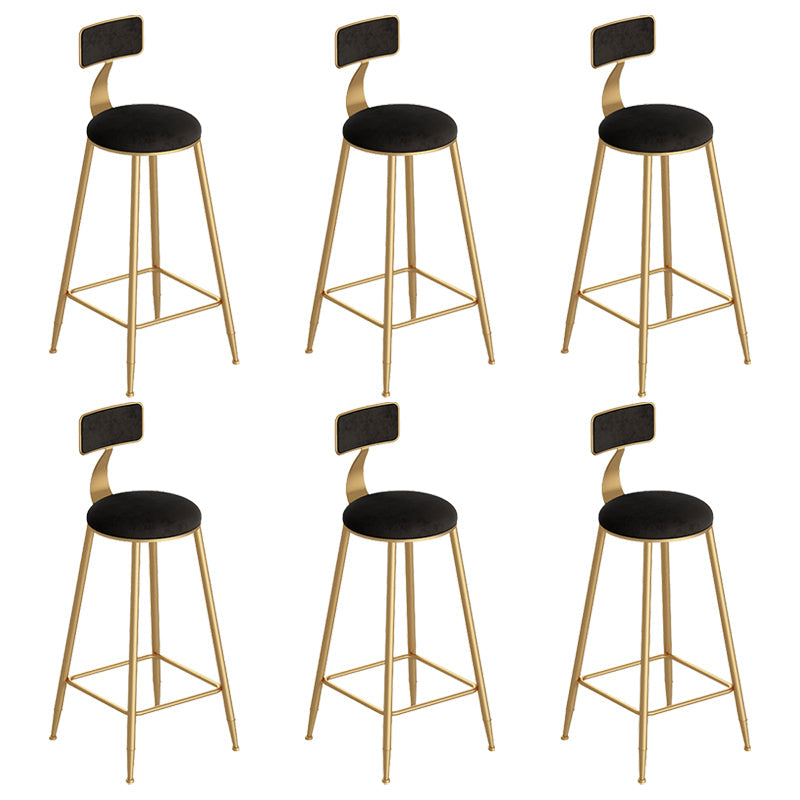 Scandinavian Footrest Counter Chair Low Back Round Upholstered Counter-height Stool Black 6 Piece Set Clearhalo 'Bar Furniture' 'Bar Stools' 'bar_stools' 'furn' 'furn_bar_stools' 'Furniture' 'furniture_bar_stools' 'Kitchen & Dining Furniture' 5062293