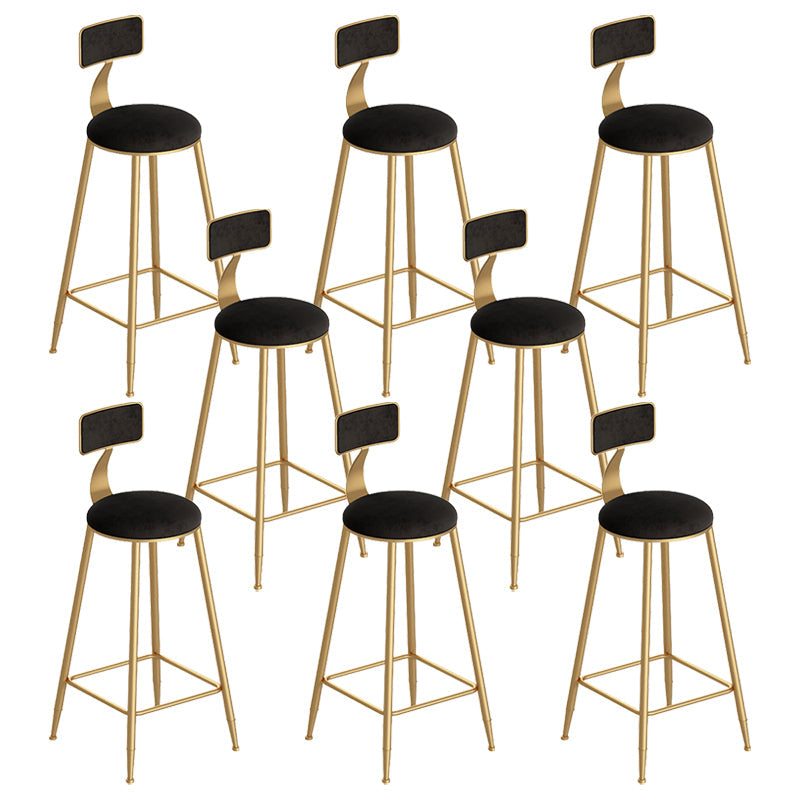 Scandinavian Footrest Counter Chair Low Back Round Upholstered Counter-height Stool Black 8 Piece Set Clearhalo 'Bar Furniture' 'Bar Stools' 'bar_stools' 'furn' 'furn_bar_stools' 'Furniture' 'furniture_bar_stools' 'Kitchen & Dining Furniture' 5062294