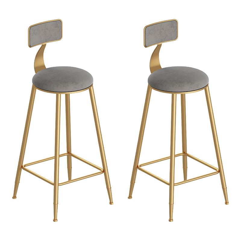 Scandinavian Footrest Counter Chair Low Back Round Upholstered Counter-height Stool Grey 2 Piece Set Clearhalo 'Bar Furniture' 'Bar Stools' 'bar_stools' 'furn' 'furn_bar_stools' 'Furniture' 'furniture_bar_stools' 'Kitchen & Dining Furniture' 5062295