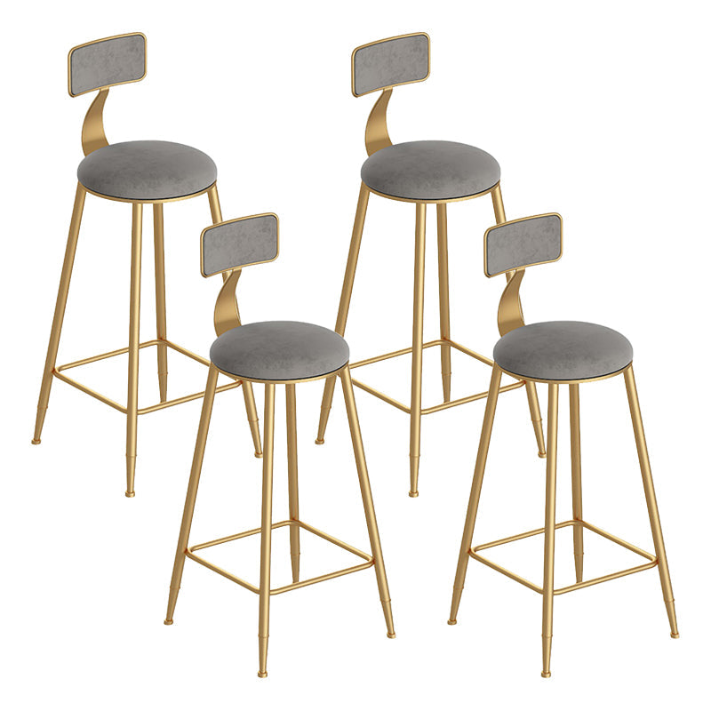 Scandinavian Footrest Counter Chair Low Back Round Upholstered Counter-height Stool Grey 4 Piece Set Clearhalo 'Bar Furniture' 'Bar Stools' 'bar_stools' 'furn' 'furn_bar_stools' 'Furniture' 'furniture_bar_stools' 'Kitchen & Dining Furniture' 5062296