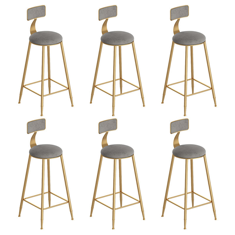Scandinavian Footrest Counter Chair Low Back Round Upholstered Counter-height Stool Grey 6 Piece Set Clearhalo 'Bar Furniture' 'Bar Stools' 'bar_stools' 'furn' 'furn_bar_stools' 'Furniture' 'furniture_bar_stools' 'Kitchen & Dining Furniture' 5062297