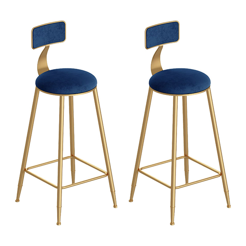 Scandinavian Footrest Counter Chair Low Back Round Upholstered Counter-height Stool Blue 2 Piece Set Clearhalo 'Bar Furniture' 'Bar Stools' 'bar_stools' 'furn' 'furn_bar_stools' 'Furniture' 'furniture_bar_stools' 'Kitchen & Dining Furniture' 5062299