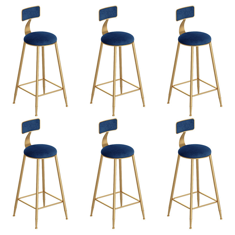 Scandinavian Footrest Counter Chair Low Back Round Upholstered Counter-height Stool Blue 6 Piece Set Clearhalo 'Bar Furniture' 'Bar Stools' 'bar_stools' 'furn' 'furn_bar_stools' 'Furniture' 'furniture_bar_stools' 'Kitchen & Dining Furniture' 5062301