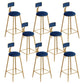 Scandinavian Footrest Counter Chair Low Back Round Upholstered Counter-height Stool Blue 8 Piece Set Clearhalo 'Bar Furniture' 'Bar Stools' 'bar_stools' 'furn' 'furn_bar_stools' 'Furniture' 'furniture_bar_stools' 'Kitchen & Dining Furniture' 5062302