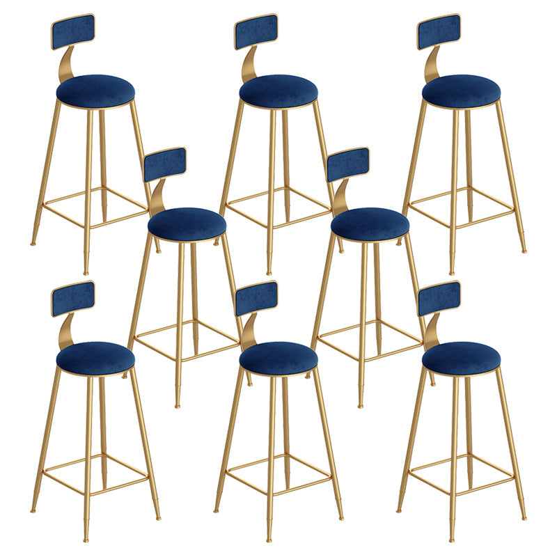 Scandinavian Footrest Counter Chair Low Back Round Upholstered Counter-height Stool Blue 8 Piece Set Clearhalo 'Bar Furniture' 'Bar Stools' 'bar_stools' 'furn' 'furn_bar_stools' 'Furniture' 'furniture_bar_stools' 'Kitchen & Dining Furniture' 5062302