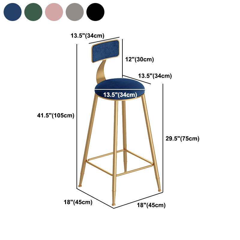 Scandinavian Footrest Counter Chair Low Back Round Upholstered Counter-height Stool Clearhalo 'Bar Furniture' 'Bar Stools' 'bar_stools' 'furn' 'furn_bar_stools' 'Furniture' 'furniture_bar_stools' 'Kitchen & Dining Furniture' 5062303