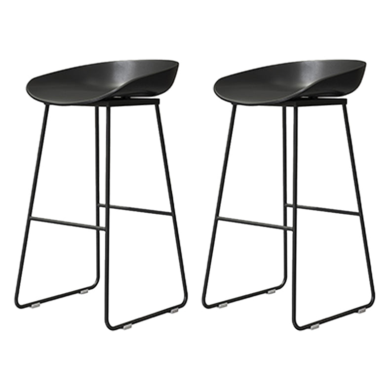 Coffee Shop Counter Stool Glam Metal Footrest Low Back Counter Stools Textured Black 2 Piece Set Clearhalo 'Bar Furniture' 'Bar Stools' 'bar_stools' 'furn' 'furn_bar_stools' 'Furniture' 'furniture_bar_stools' 'Kitchen & Dining Furniture' 5062305
