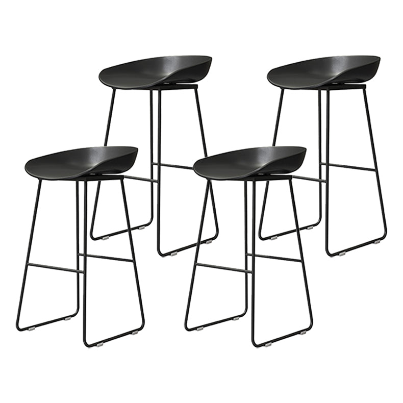 Coffee Shop Counter Stool Glam Metal Footrest Low Back Counter Stools Textured Black 4 Piece Set Clearhalo 'Bar Furniture' 'Bar Stools' 'bar_stools' 'furn' 'furn_bar_stools' 'Furniture' 'furniture_bar_stools' 'Kitchen & Dining Furniture' 5062307