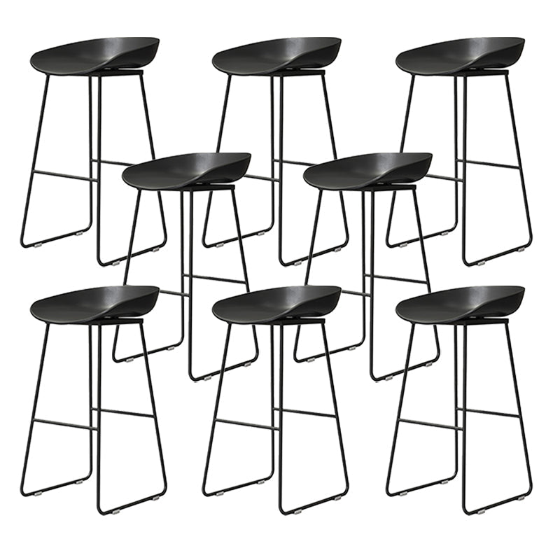 Coffee Shop Counter Stool Glam Metal Footrest Low Back Counter Stools Textured Black 8 Piece Set Clearhalo 'Bar Furniture' 'Bar Stools' 'bar_stools' 'furn' 'furn_bar_stools' 'Furniture' 'furniture_bar_stools' 'Kitchen & Dining Furniture' 5062311