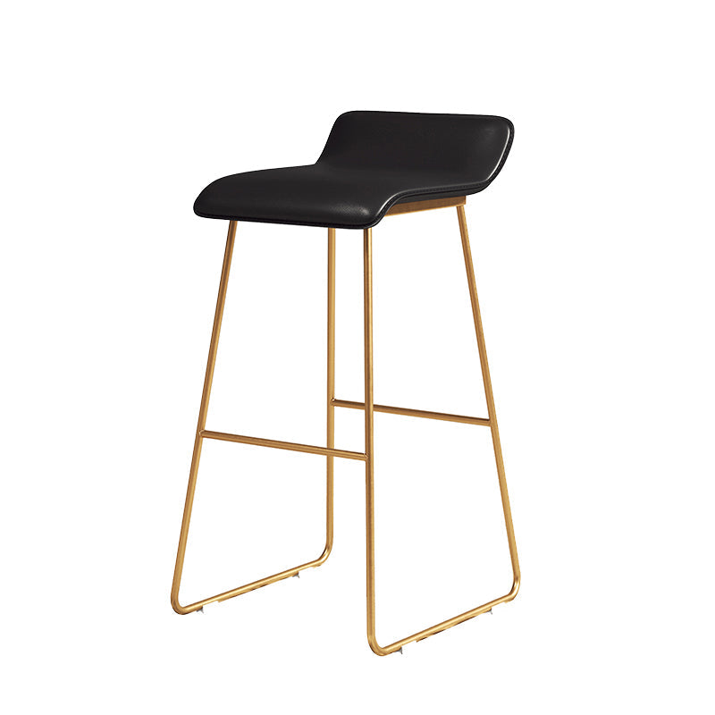 Coffee Shop Counter Stool Glam Metal Footrest Low Back Counter Stools Clearhalo 'Bar Furniture' 'Bar Stools' 'bar_stools' 'furn' 'furn_bar_stools' 'Furniture' 'furniture_bar_stools' 'Kitchen & Dining Furniture' 5062312