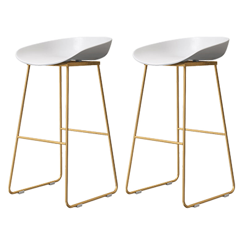 Coffee Shop Counter Stool Glam Metal Footrest Low Back Counter Stools White 2 Piece Set Clearhalo 'Bar Furniture' 'Bar Stools' 'bar_stools' 'furn' 'furn_bar_stools' 'Furniture' 'furniture_bar_stools' 'Kitchen & Dining Furniture' 5062313
