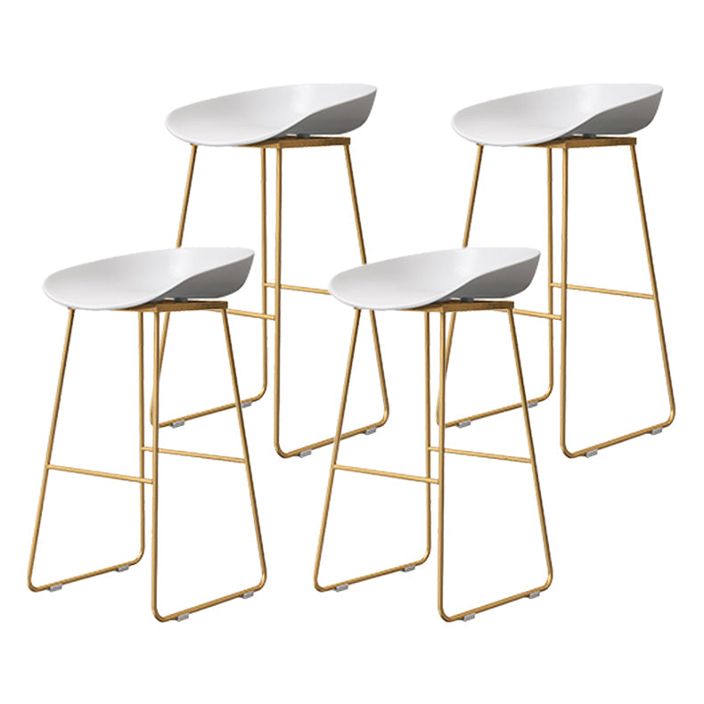 Coffee Shop Counter Stool Glam Metal Footrest Low Back Counter Stools White 4 Piece Set Clearhalo 'Bar Furniture' 'Bar Stools' 'bar_stools' 'furn' 'furn_bar_stools' 'Furniture' 'furniture_bar_stools' 'Kitchen & Dining Furniture' 5062314