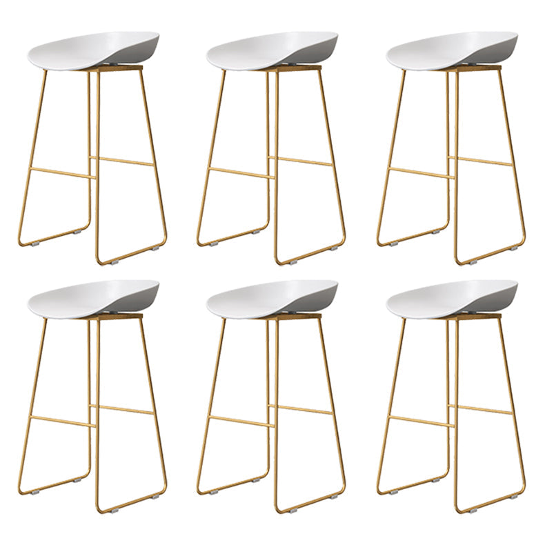 Coffee Shop Counter Stool Glam Metal Footrest Low Back Counter Stools White 6 Piece Set Clearhalo 'Bar Furniture' 'Bar Stools' 'bar_stools' 'furn' 'furn_bar_stools' 'Furniture' 'furniture_bar_stools' 'Kitchen & Dining Furniture' 5062317