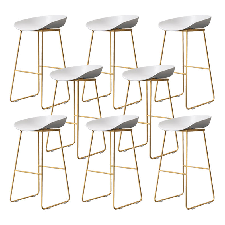 Coffee Shop Counter Stool Glam Metal Footrest Low Back Counter Stools White 8 Piece Set Clearhalo 'Bar Furniture' 'Bar Stools' 'bar_stools' 'furn' 'furn_bar_stools' 'Furniture' 'furniture_bar_stools' 'Kitchen & Dining Furniture' 5062318