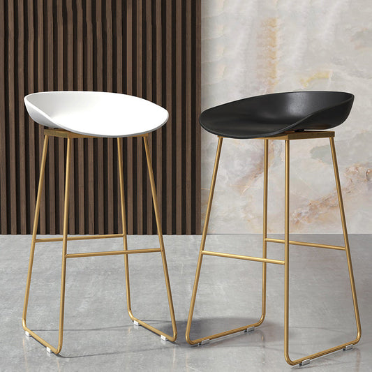 Coffee Shop Counter Stool Glam Metal Footrest Low Back Counter Stools Clearhalo 'Bar Furniture' 'Bar Stools' 'bar_stools' 'furn' 'furn_bar_stools' 'Furniture' 'furniture_bar_stools' 'Kitchen & Dining Furniture' 5062319