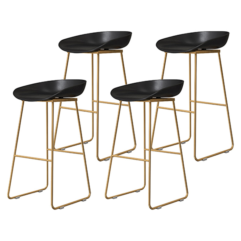 Coffee Shop Counter Stool Glam Metal Footrest Low Back Counter Stools Black 4 Piece Set Clearhalo 'Bar Furniture' 'Bar Stools' 'bar_stools' 'furn' 'furn_bar_stools' 'Furniture' 'furniture_bar_stools' 'Kitchen & Dining Furniture' 5062321