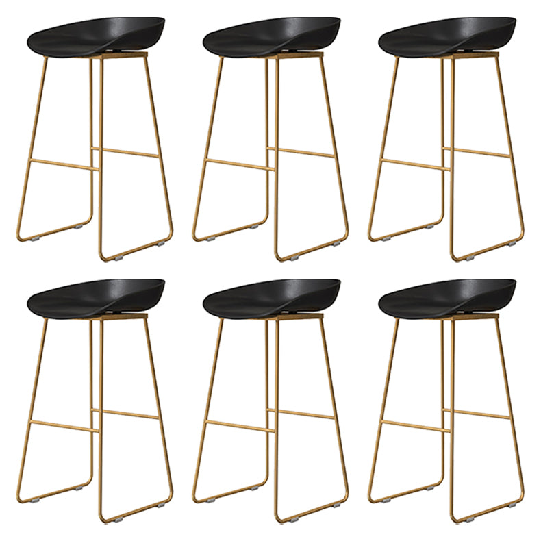 Coffee Shop Counter Stool Glam Metal Footrest Low Back Counter Stools Black 6 Piece Set Clearhalo 'Bar Furniture' 'Bar Stools' 'bar_stools' 'furn' 'furn_bar_stools' 'Furniture' 'furniture_bar_stools' 'Kitchen & Dining Furniture' 5062322