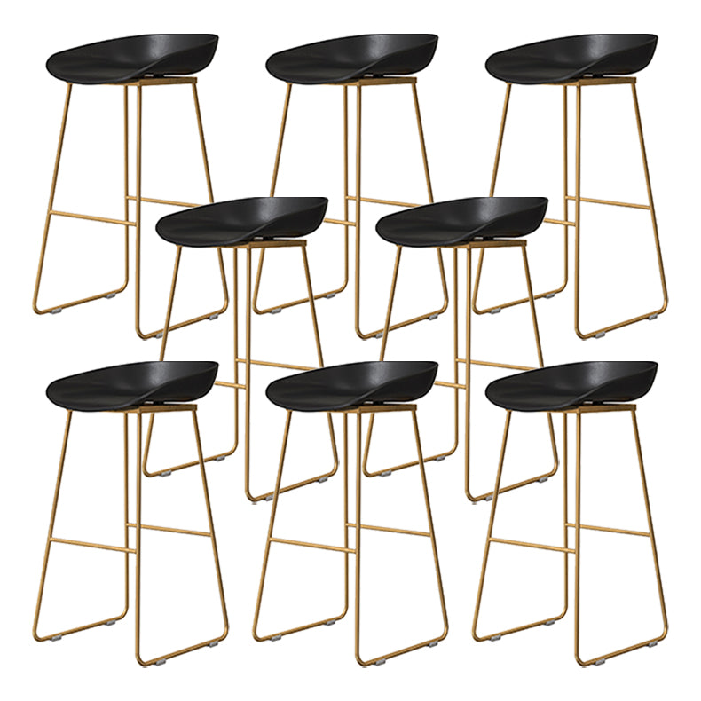 Coffee Shop Counter Stool Glam Metal Footrest Low Back Counter Stools Black 8 Piece Set Clearhalo 'Bar Furniture' 'Bar Stools' 'bar_stools' 'furn' 'furn_bar_stools' 'Furniture' 'furniture_bar_stools' 'Kitchen & Dining Furniture' 5062323