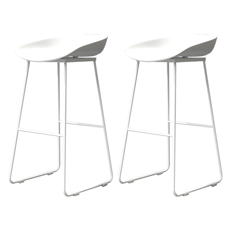 Coffee Shop Counter Stool Glam Metal Footrest Low Back Counter Stools Textured White 2 Piece Set Clearhalo 'Bar Furniture' 'Bar Stools' 'bar_stools' 'furn' 'furn_bar_stools' 'Furniture' 'furniture_bar_stools' 'Kitchen & Dining Furniture' 5062324