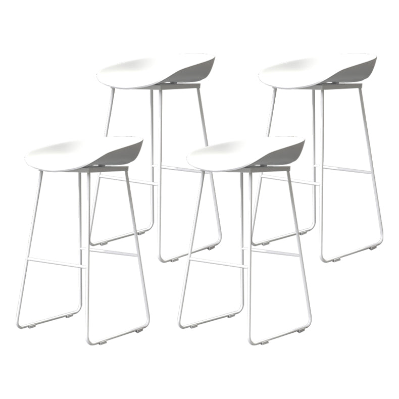 Coffee Shop Counter Stool Glam Metal Footrest Low Back Counter Stools Textured White 4 Piece Set Clearhalo 'Bar Furniture' 'Bar Stools' 'bar_stools' 'furn' 'furn_bar_stools' 'Furniture' 'furniture_bar_stools' 'Kitchen & Dining Furniture' 5062325