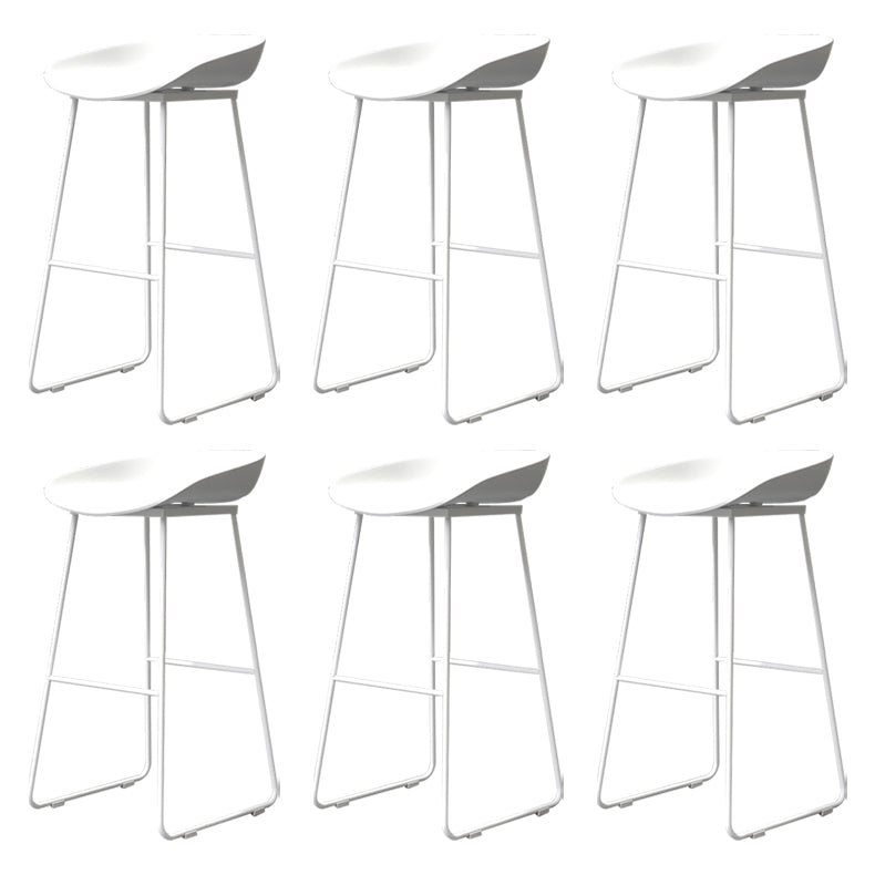 Coffee Shop Counter Stool Glam Metal Footrest Low Back Counter Stools Textured White 6 Piece Set Clearhalo 'Bar Furniture' 'Bar Stools' 'bar_stools' 'furn' 'furn_bar_stools' 'Furniture' 'furniture_bar_stools' 'Kitchen & Dining Furniture' 5062326