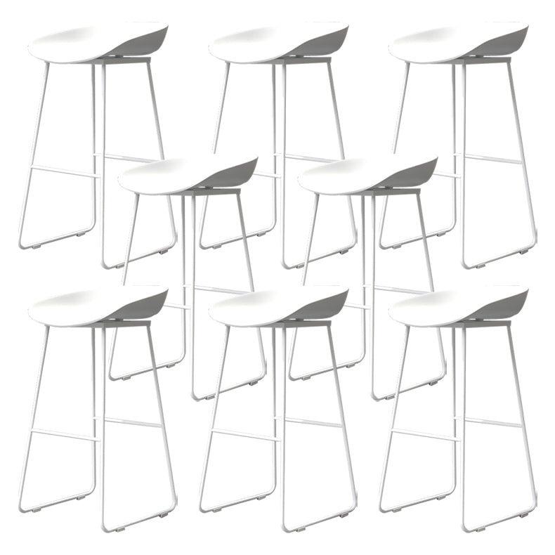 Coffee Shop Counter Stool Glam Metal Footrest Low Back Counter Stools Textured White 8 Piece Set Clearhalo 'Bar Furniture' 'Bar Stools' 'bar_stools' 'furn' 'furn_bar_stools' 'Furniture' 'furniture_bar_stools' 'Kitchen & Dining Furniture' 5062327