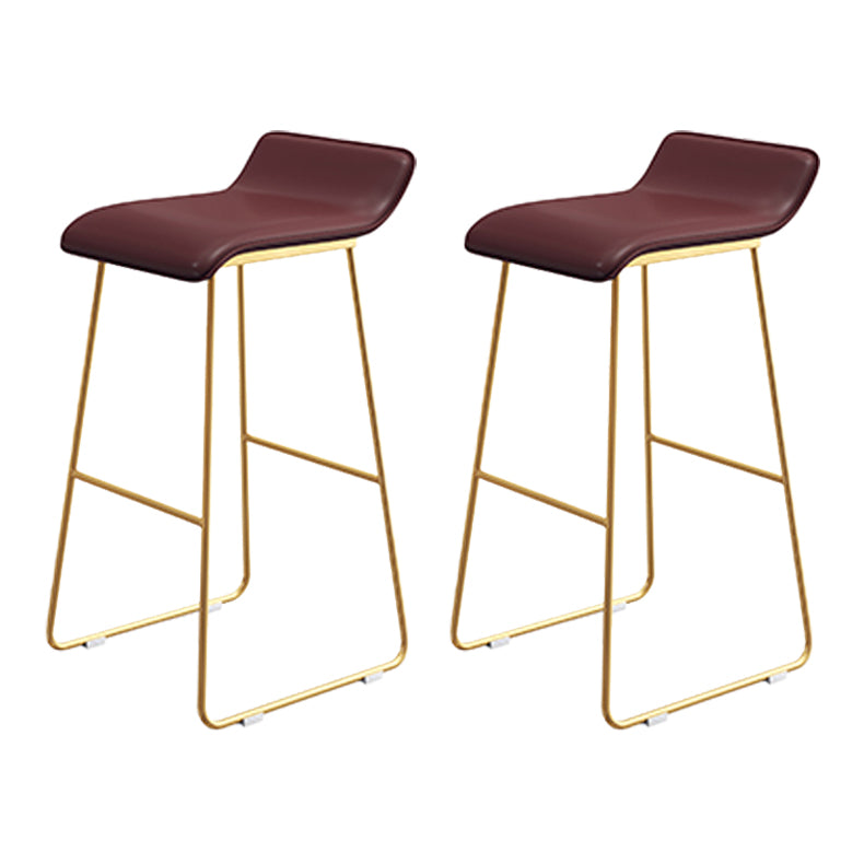 Coffee Shop Counter Stool Glam Metal Footrest Low Back Counter Stools Gold-Brown 2 Piece Set Clearhalo 'Bar Furniture' 'Bar Stools' 'bar_stools' 'furn' 'furn_bar_stools' 'Furniture' 'furniture_bar_stools' 'Kitchen & Dining Furniture' 5062328