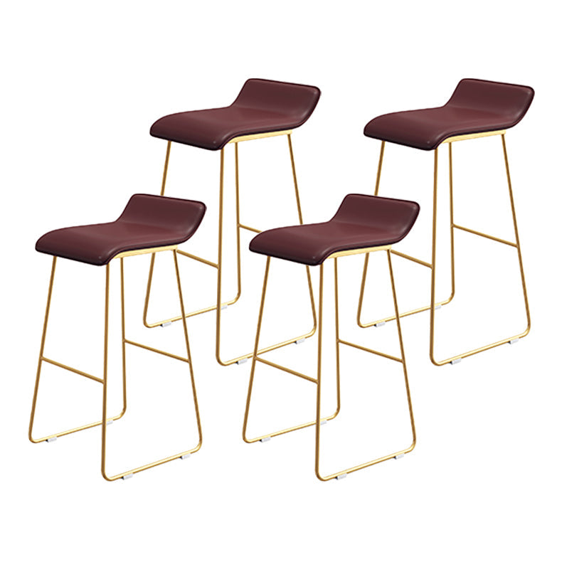 Coffee Shop Counter Stool Glam Metal Footrest Low Back Counter Stools Gold-Brown 4 Piece Set Clearhalo 'Bar Furniture' 'Bar Stools' 'bar_stools' 'furn' 'furn_bar_stools' 'Furniture' 'furniture_bar_stools' 'Kitchen & Dining Furniture' 5062329