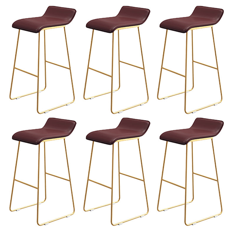 Coffee Shop Counter Stool Glam Metal Footrest Low Back Counter Stools Gold-Brown 6 Piece Set Clearhalo 'Bar Furniture' 'Bar Stools' 'bar_stools' 'furn' 'furn_bar_stools' 'Furniture' 'furniture_bar_stools' 'Kitchen & Dining Furniture' 5062330