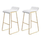 Coffee Shop Counter Stool Glam Metal Footrest Low Back Counter Stools White-Gold 2 Piece Set Clearhalo 'Bar Furniture' 'Bar Stools' 'bar_stools' 'furn' 'furn_bar_stools' 'Furniture' 'furniture_bar_stools' 'Kitchen & Dining Furniture' 5062332