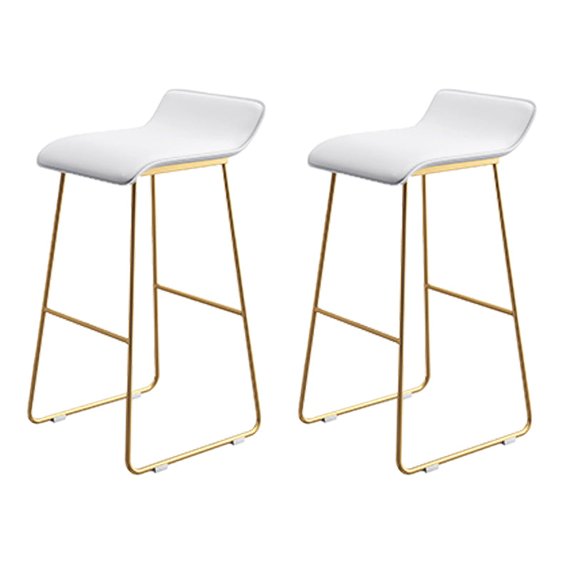 Coffee Shop Counter Stool Glam Metal Footrest Low Back Counter Stools White-Gold 2 Piece Set Clearhalo 'Bar Furniture' 'Bar Stools' 'bar_stools' 'furn' 'furn_bar_stools' 'Furniture' 'furniture_bar_stools' 'Kitchen & Dining Furniture' 5062332