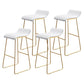 Coffee Shop Counter Stool Glam Metal Footrest Low Back Counter Stools White-Gold 4 Piece Set Clearhalo 'Bar Furniture' 'Bar Stools' 'bar_stools' 'furn' 'furn_bar_stools' 'Furniture' 'furniture_bar_stools' 'Kitchen & Dining Furniture' 5062333